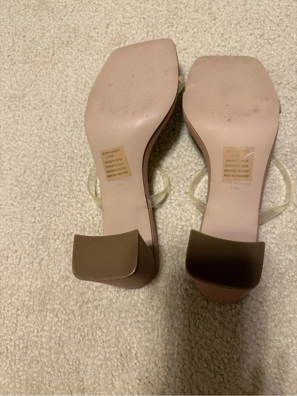 Steve Madden Nude Block Heel Sandal with Clear Straps